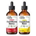 Wild & Organic Hawthorn Berry Tinkture 4 fl oz & Dandelion Root Tinkture 4 fl oz