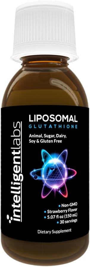 Inteligentni laboratoriji liposomski glutation - visoko napreden antioksidant, zmanjšana setrija, 500MG na servisni tekoči dodatek Organski, 30 Servingi