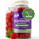 Sambucus Elderberry Gumies + vitamin C + cink za otroke in odrasle, X3 Imunska podpora, naravne arome + sestavine, Vegan, Non-GMO, Made in USA (60)