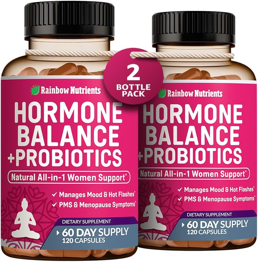 (2 paket) Hormonsko ravnovesje + probiotiki za ženske (3450mg) Naravni relief za menopozo, vroče bliskavice, PMS, napenjanje 
