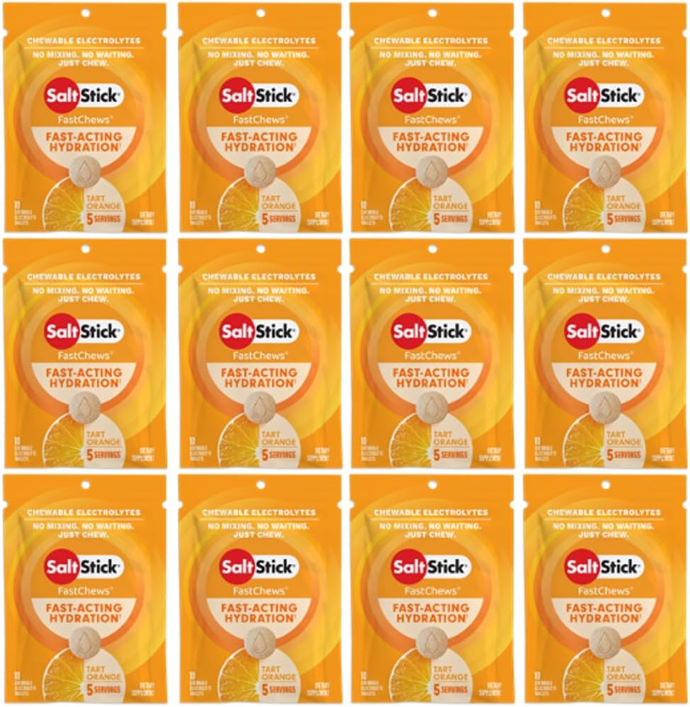 SolSteck Electrolyte FastChews - 120 Count Orange Flavor - Elektrolitske tablete za hidracijo, Sol Tabs - 10 Count (Pack of 12)