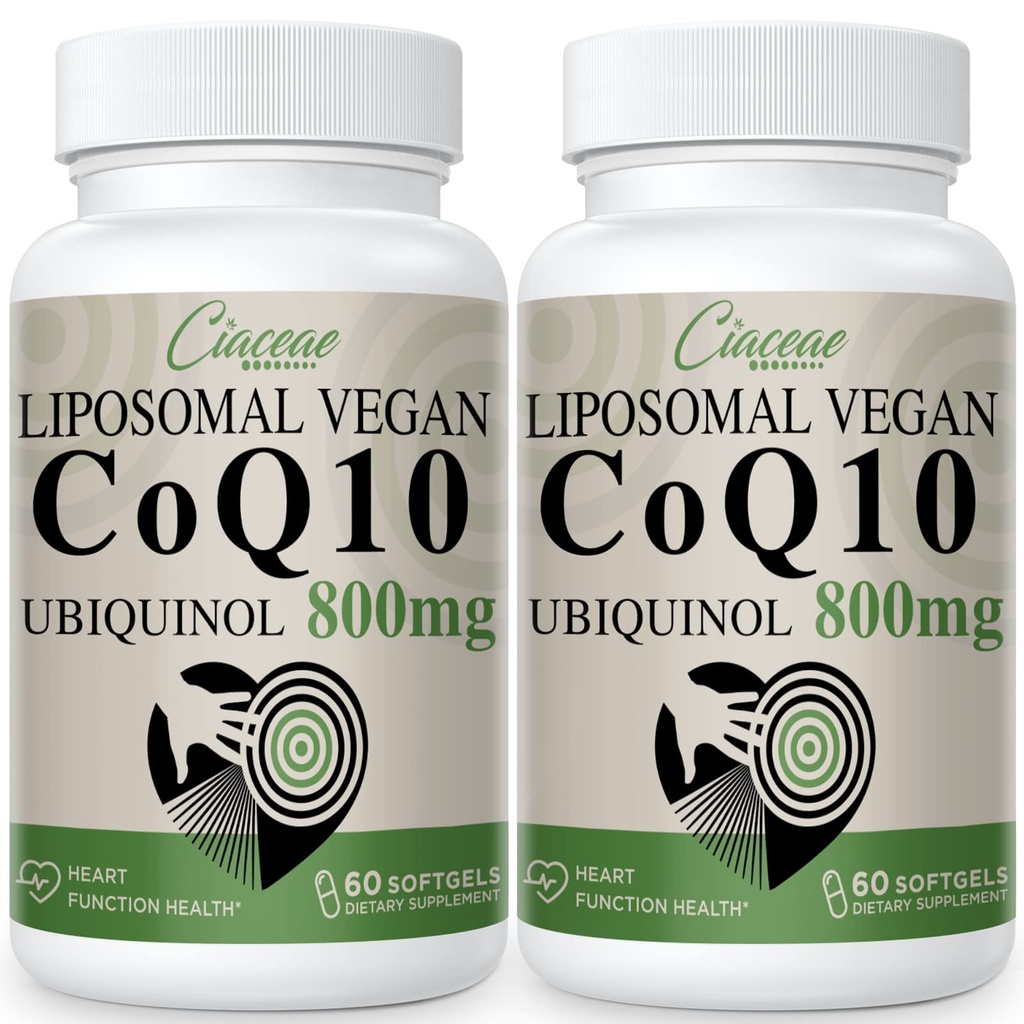 Liposomski CoQ10 800mg Ubikinol Softgel, Max Absorpcija Ubikinol Koencim Q10, Ubikinol CoQ10 Dodatek za antioksidant, delovanje srca in proizvodnjo energije, Pure CoQ10 800mg, 120 Vegan Softgels