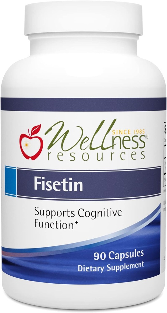 Wellness resources Fisetin - Novusetin Fisetin dodatek za dolgo življenjsko dobo, spomin, fokus, zdravje možganov - senolitik in aktivator situina - Gluten-free, Non-GMO, Vegan (100mg, 90 kapsul)