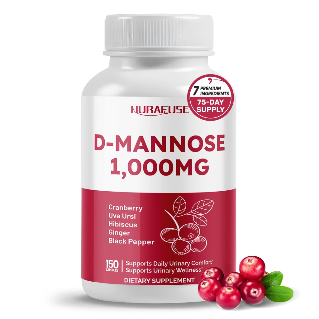 D-manoza z brusnico, Uva Ursi, Hibiscus, Ginger, Črna paprika - podpira Zdravje sečilnega trakta, Bladder čiščenje - Made in Tested v ZDA