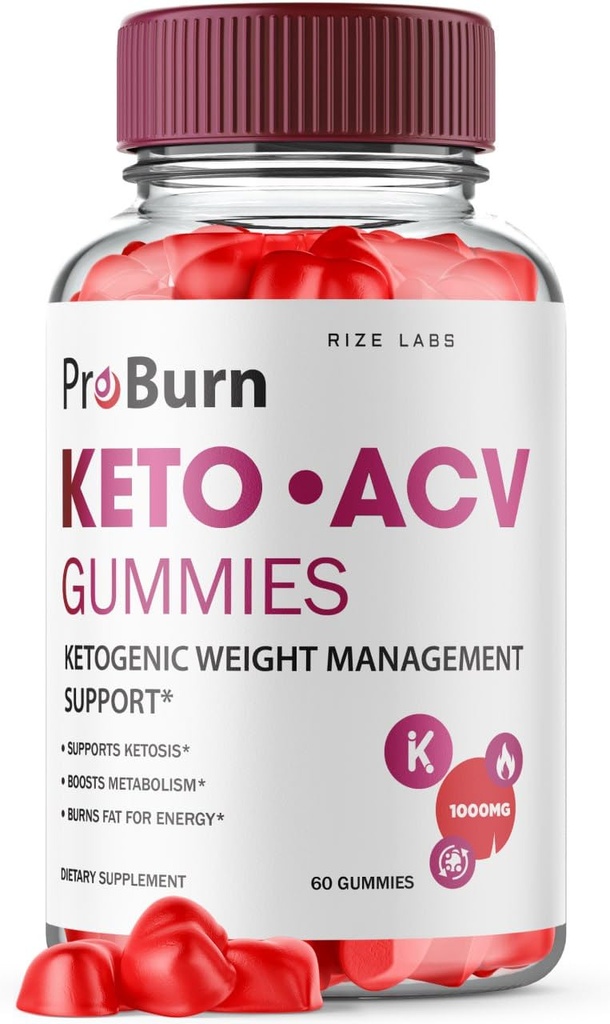 Rize laboratoriji - Pro Burn Keto ACV Gummies, Napredna podpora za izgubo teže, Vse naravne Apple Cider dodatek (60 Gummies)