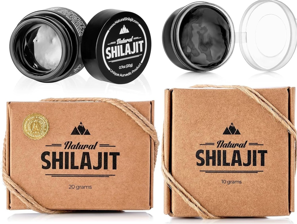 NARAVNI SHILAJIT Resin - Shilajit dodatek s fulvično kislino & trace minerali, Rastlinske hranilne snovi za energijo, Imunska podpora & Vitalnost - 20 Gram & 10 Gram