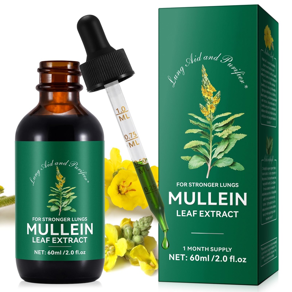 Mullein Leaf Extract kapljice-Organic Liquid Mullein Extract dodatek za pljuča zdravje - Vegan, brez dodatkovBronchial čiščenje za zdravstveno podporo