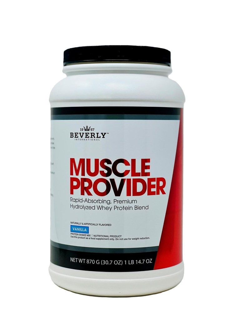 Beverly International Muscle Suger, 28 strežb, Vanilla. Whey Protein Powder, ki absorbira super hitro, za okrevanje. Napolni si mišice, ne želodca. Okus ima po sladoledu