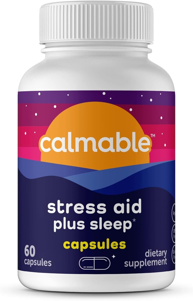 Stres Relief Aid Plus Sleep Support - De-Stres, Relax and Sleep Better - Vegan - z Melatonin, Ashwagandha in L Theanine - Proti stresu podpora Vitamin Prehranska dopolnila - 60 Kapsule