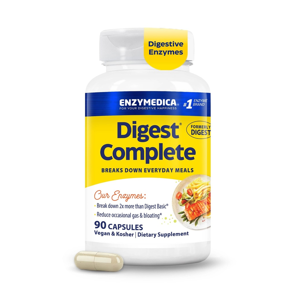 Enzymedica Digest, Full-Range, Vsakdanje prebavne encime, Ponuja hitro delujoči plin in napenjanje Relief, 90 Število