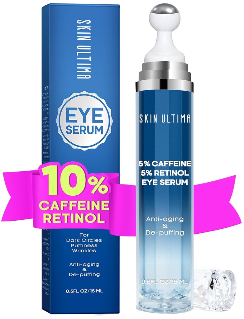 5% kofein 5% retinol krema za oči za temne kroge, Puffiness in vrečke, hialuronska kislina in niacinamid pod kremo za oči proti staranju, očesni serum za fine linije, 360° masaža za oči