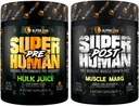 ALPHA LION superčloveški Predworkout Powder & Post Wordout recovery Bundele, Trajna energija in fokus + Lean mišično rast, moč in volumen (Hulk Juice & Muscle Marg
