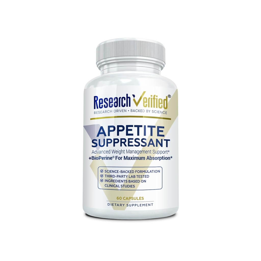 Raziskave Verfied Appetite Supresive - Curb Cravings, Doseg Zadovoljnost, Boost Presnova - 60 kapsul - pakiranje po 1
