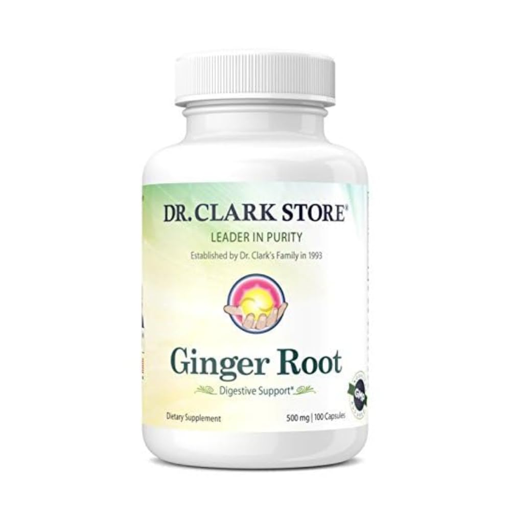 Dr. Clark Ginger Root Supplement - Prebavna podpora - 500 mg 100 kapsul želatine