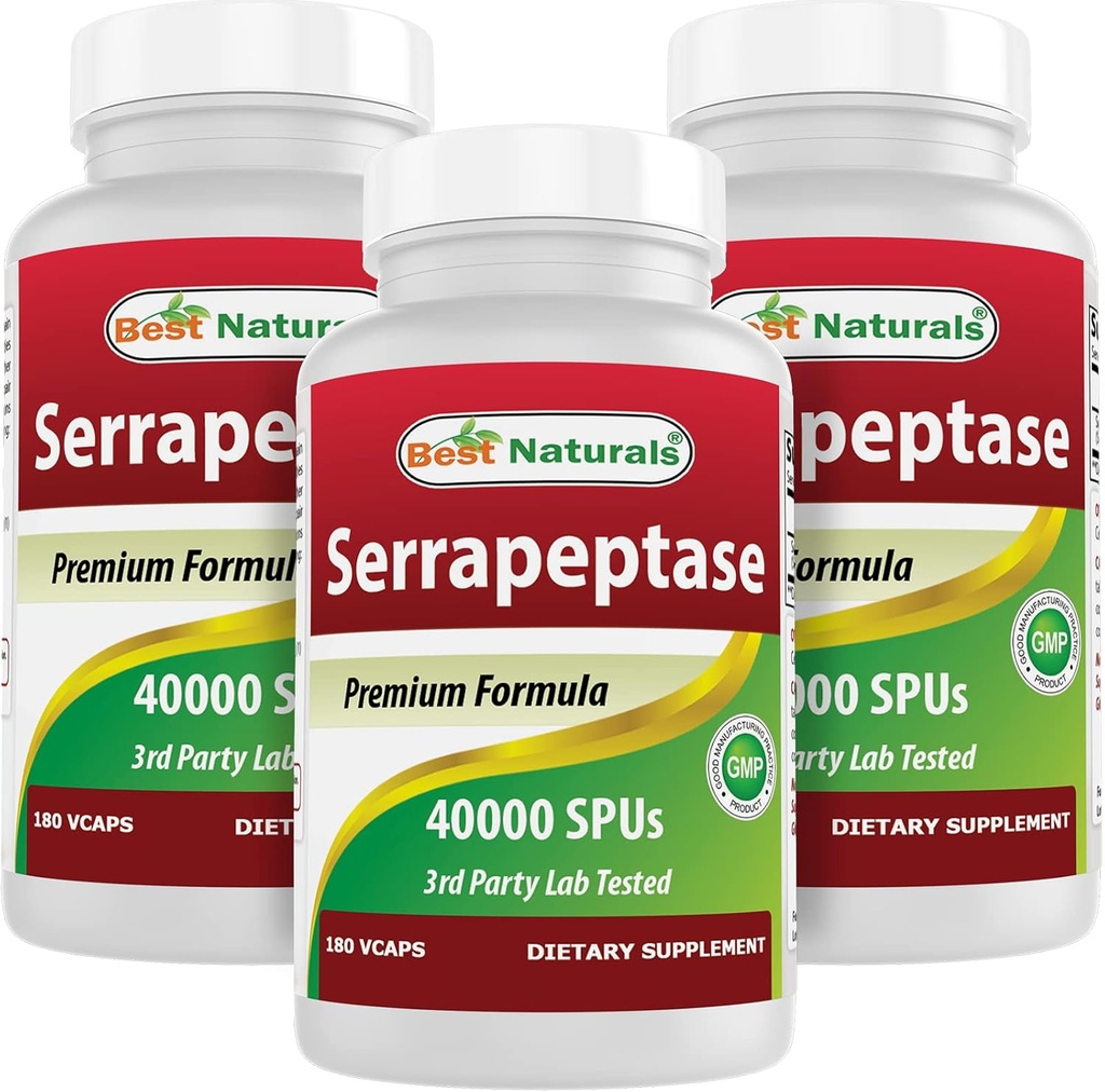 Best Naturals Serrapeptase 40000 SPU 180 Kapsule (180 Število (paket 3)