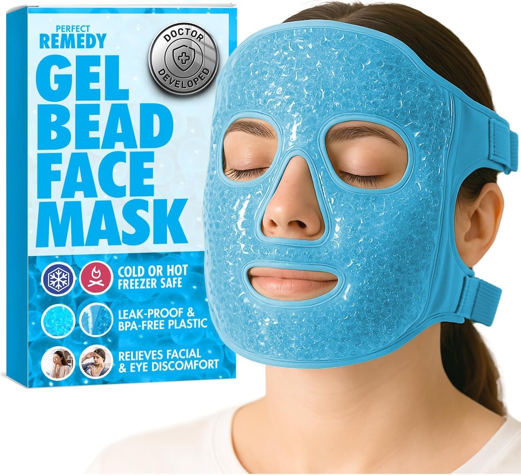 Perfect Remedy obraz led paket, ponovno uporaben vroče & hladno led maska, gel kompresija za pomoč z Puffy oči in pomoč v razmerah otekanja, Facial Spa hlajenje maska za ženske in moške (modra)