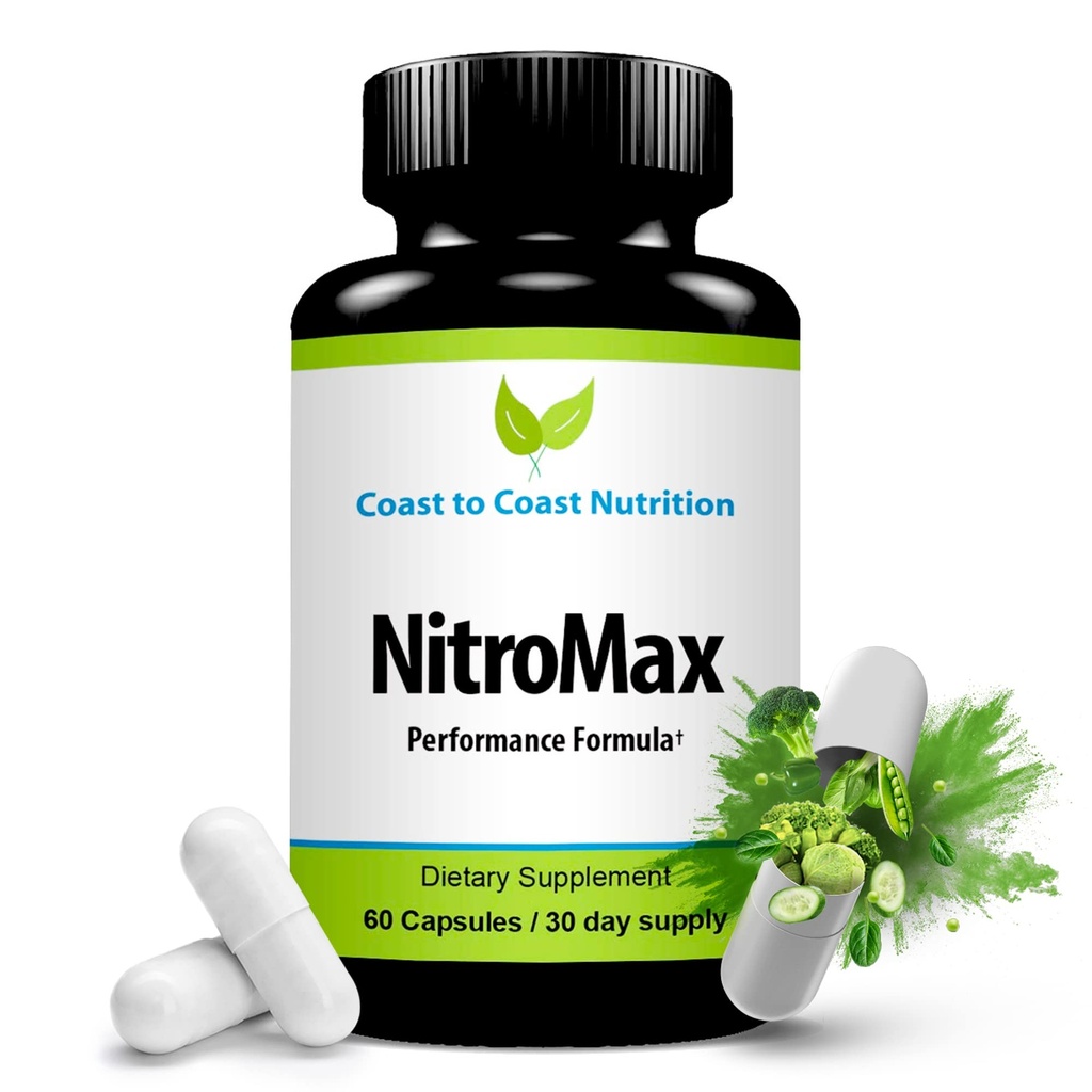 NitroMax Performance Formula – L-Arginin Dušikov oksid Plus Citrulin, AKG, Beta Alanin – Gradite mišice, Vaskularnost, Energija, Cirkulacija – Težje delo - 60 L-Arginin kapsule