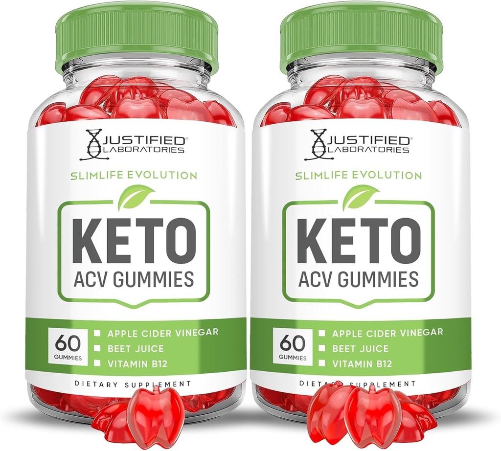 Upravičeni laboratoriji (2 paket Slimlife Evolution Keto ACV Gummies Slim Life1000MG Jabolčni vinski kis Oblikovan grahov sok v prahu B12 Vegan 120 Gummies
