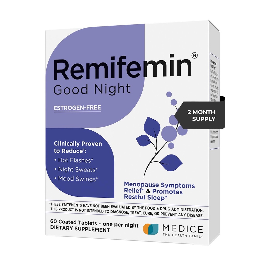 Remifemin Lahko noč - Menopause Simptomi Relief & Pomirjujoče spanje podpora - Klinično dokazano sestavine - Menopause dopolnila - Črna Cohosh - Estrogen-free - Made in Germany - 60 tablet