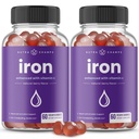 NutraChamps železa Gummies z vitaminom C, 20mg Iron Blood Cell Formation Support, 120 Gummies za pomanjkanje železa in anemijo, Energija, Fokus, Imune Boost Pack 2