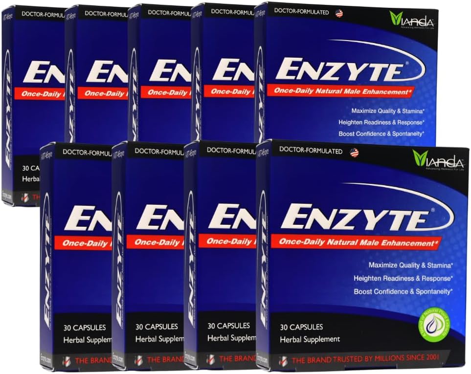 Enzyte® Naravno moško izboljšanje paket za kakovost in Stamina z azijskim ginseng, Ginkgo Biloba, grozdno seme ekstrakt, Horny Kozel plevel - 9 Pack paket