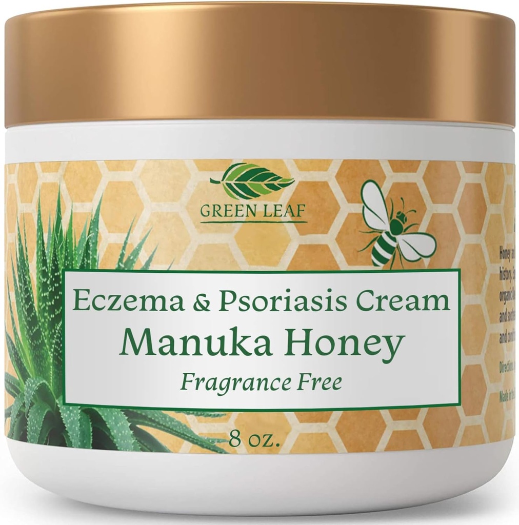 Manuka Medeni ekcema Krema vlažilni losjon Fragrance Free za psoriazo Relief - srbeč, suh kožni izpuščaj Mazilo - Koža Umirjanje vlažilnik - Krema za telo in obraz - otroci & odrasli 8oz