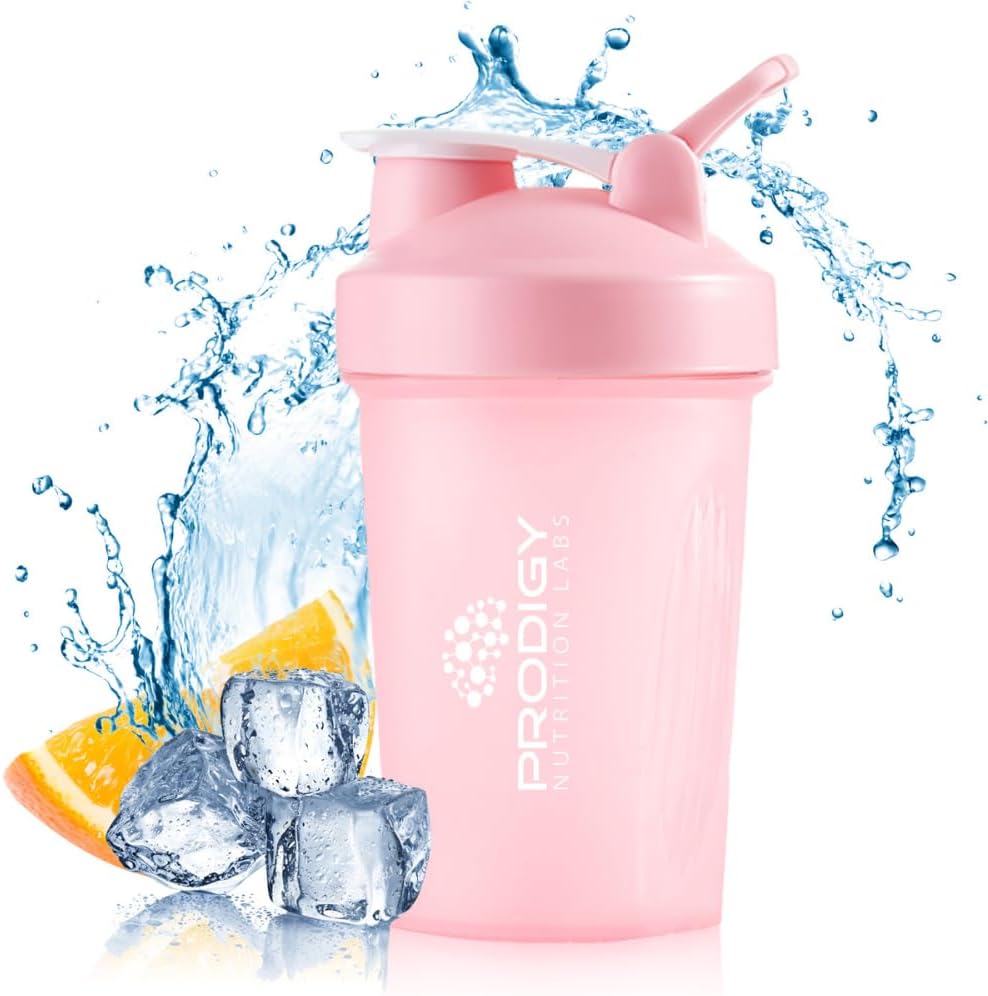 Prodigy Nutrition Labs Premium Shaker steklenica kot nalašč za beljakovinske pretrese in pred vadbo -14 Ounce (Pink)