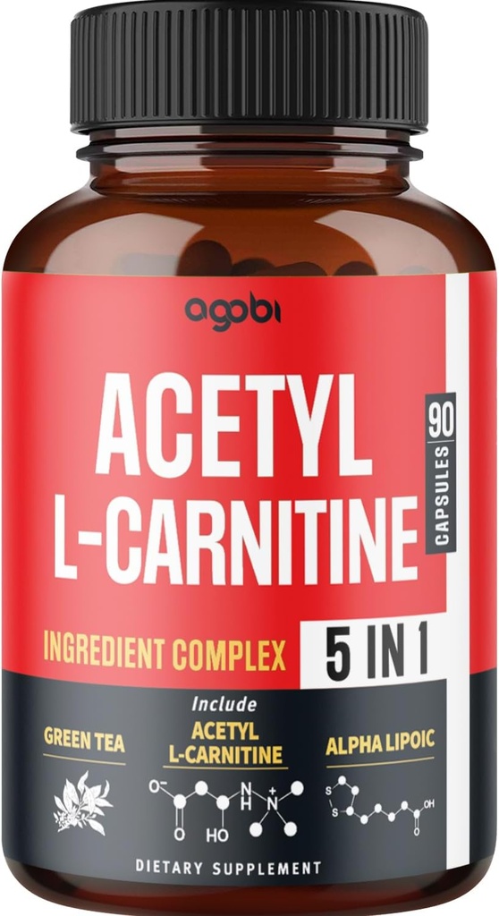 Acetil L-karnitine dodatek - 2600mg 3 Meseci - Mešanica z alfa lipoična kislina, zeleni čaj, zelena kava fižol & malina Ketones - Spomin & Brain Health Support, Non-GMO - 90 Veganske kapsule