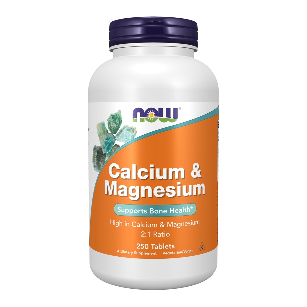 NOW Foods dopolnila, kalcij & magnezij 2:1 razmerje, visoka moč, podpira zdravje kosti*, 250 tablet