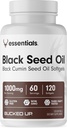 Bucked up črno seme olje 1000mg na serviranje (črna Cumin semena olje) Essentials (60 strežnice, 120 Softgels)