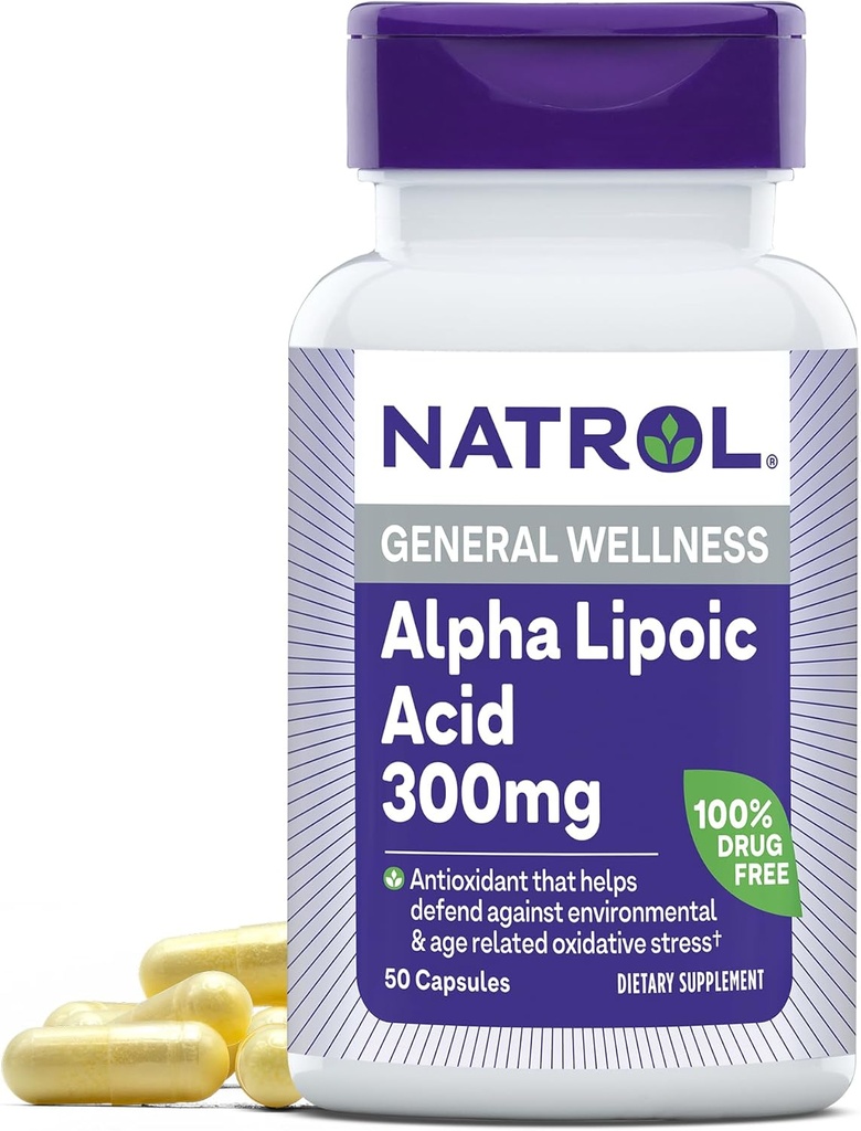 Natrol alfa lipoična kislina 300 mg, prehranska dopolnila za splošno wellness, 50 kapsul, 50 dnevna zaloga
