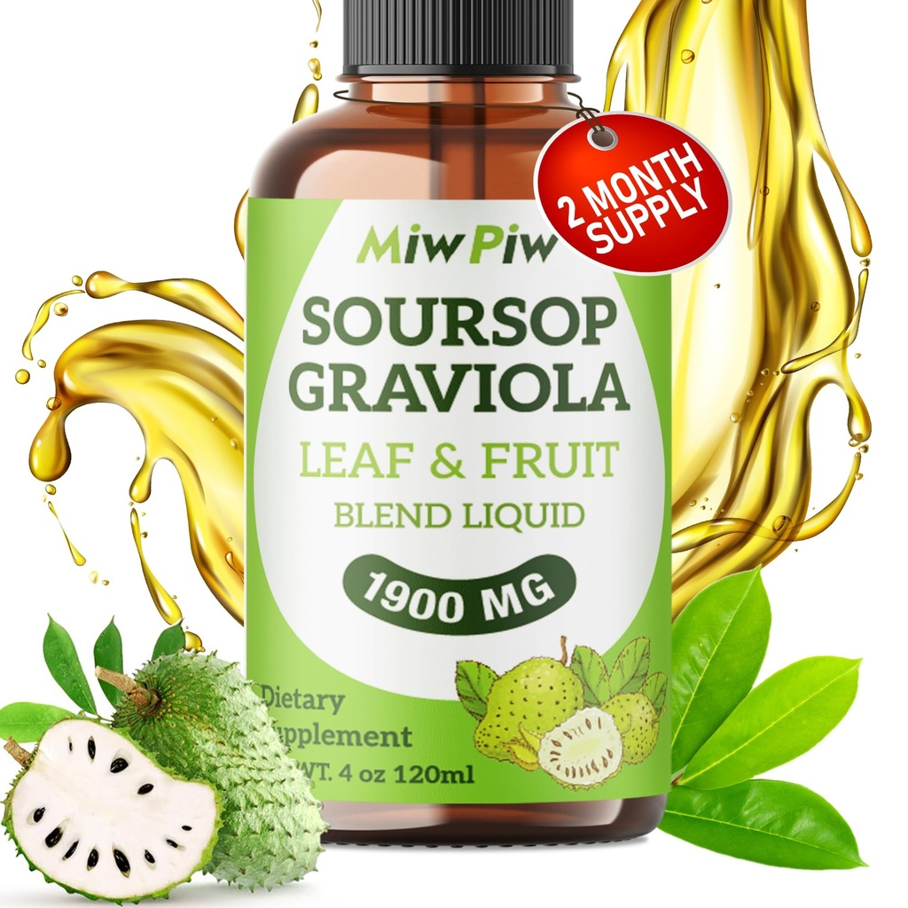 Soursop Tekoča kapljica 4 Fl oz za podporo celic in regeneracijo, Imunsko povečanje, Sprostitev, Jetra in spanje, Soursop Bitters tekoče, Zeliščna dobrota, Sladkor/Gluten prost, naravna aroma