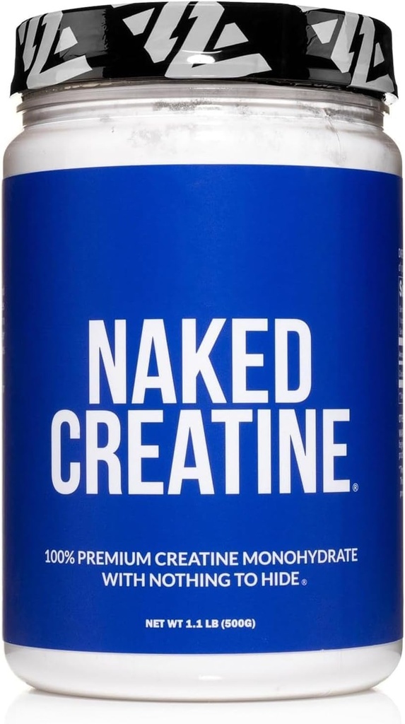 NAKED Pure Micronized Creatine Monohydrate Powder - NSF Certified, Unflavored, 500g, 1.1lb Bulk - Vegan, Non-GMO, Gluten-Free, Soy-Free, No Fillers, Supports Muscle Growth & Strength - 100 Servings