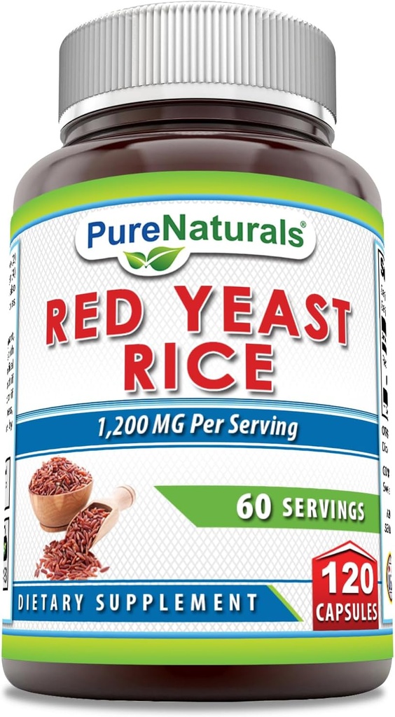 Pure Natural Rdeče Kvas Riž 1200 Mg na Serving, 120 Kapsule Supplement 