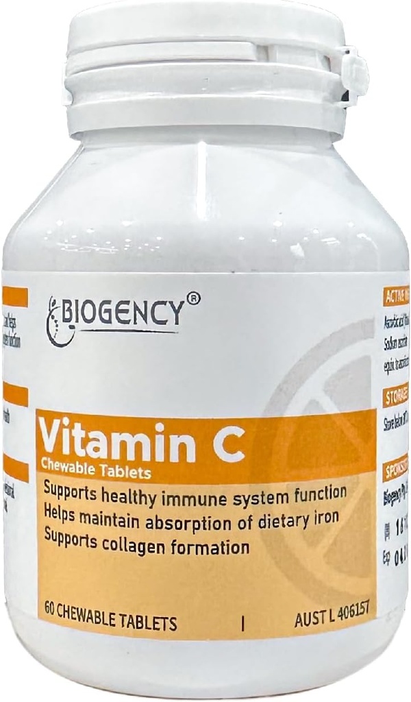 60 Tableta Vegan Hrana Vitamin C Žvečljivi dodatek - Absorbljivi organski antioksidant Askorbinska kislina izboljša kožo poveča imuniteto - Gluten brezplačno za odrasle in otroke, 1 pakiranje