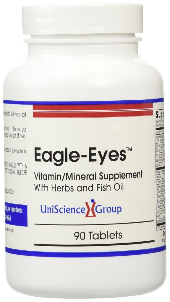 Eagle-Oči, Optimalna vizija Zdravje s 500 mg Omega 3 ribjega olja, Lutein, Zeaksantin, Izvleček borovnic, Vitamini A, C, E, Cink, NAC, Tavrin, 90 tablet
