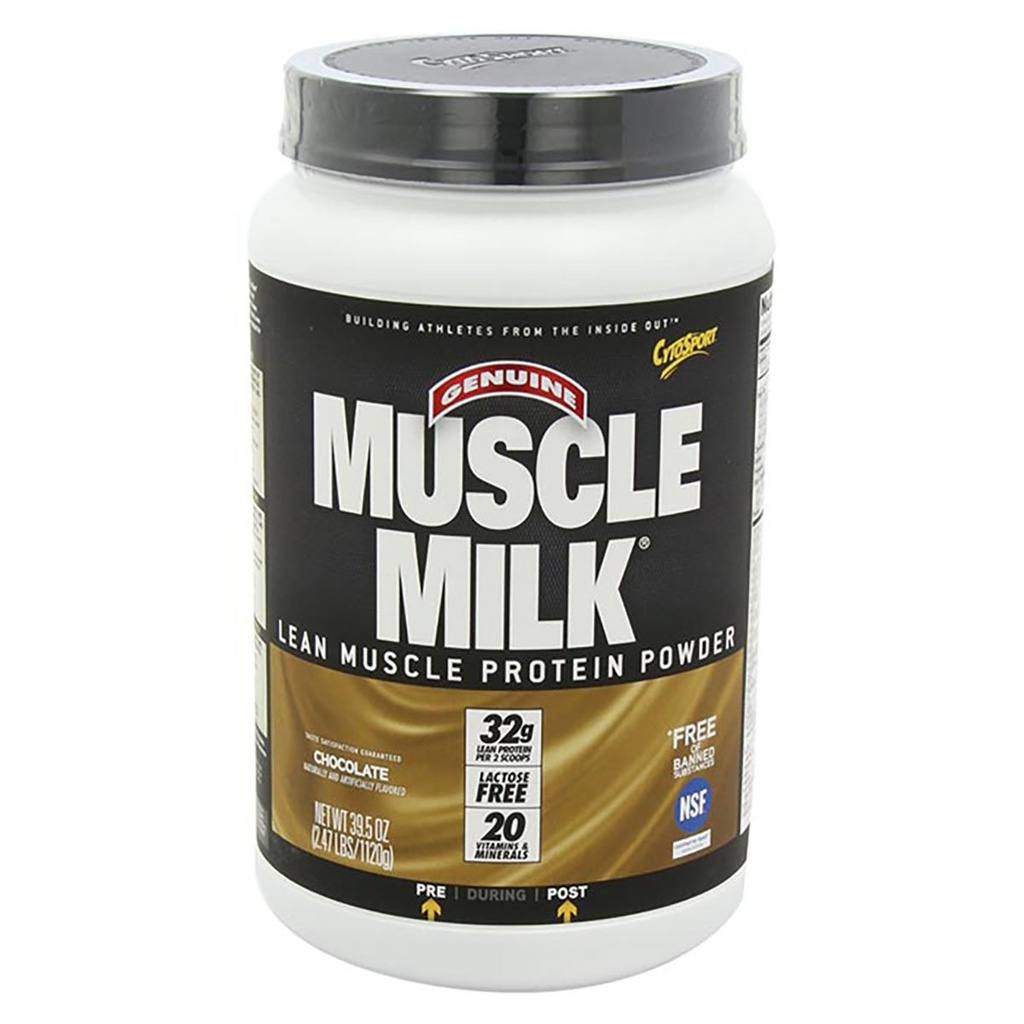 Mišično mleko Pristni proteini v prahu, čokolada, 2.47 Pound, 16 Serving, 32g beljakovine, 3g sladkor, kalcij, vitamini A, C & D, NSF Certified for Sport, Energiring Prigrizek, Pakiranje maj Vary