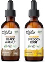 Divja in organska črna oreščkova tinktura 2 fl oz & burdock korenska tinktura 2 fl oz