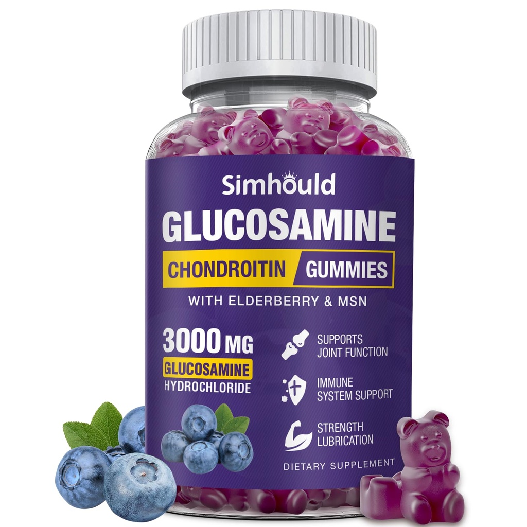 Glukozamin Chondroitin Gumies - 3000MG Extra Strength Skupna podpora dodatek z MSM & Elderberry, Fleksibilnost, antioksidant imunske podpore Gummy za odrasle, moške in ženske