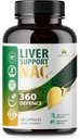 Jetrna podpora NAC 360 Obrambne kapsule – razstrupljanje jeter z NAC, Milk Thistle, Dandelion Root, Kurkuma, holina, cinka in Chanca Piedra – spodbuja zdravje jeter in celično zaščito – 120 kapsul