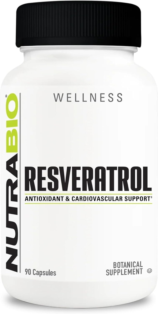 NutraBio Resveratrol dodatek, 500mg - Naravni antioksidant za pomoč v boju proti prosti radikali in podporo zdravo staranje, 90 kapsul