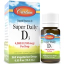 Carlson Super Daily D3 4. 000 i. e. (100 mikrogramov), zdravje srca in imunskega sistema, moč zob in kosti, brez arome, 365 kapljic
