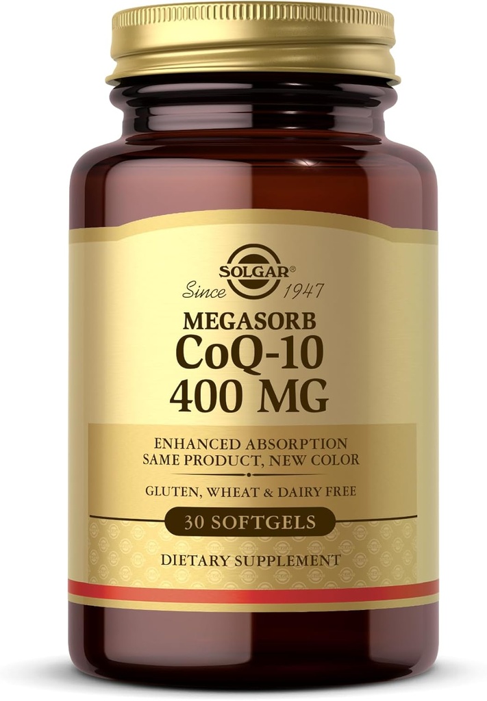 Solgar Megasorb CoQ-10 400 mg, 30 Softgels - podpira delovanje možganov - koencim Q10 dodatek - Izboljšana absorpcija - Gluten Free, Dairy Free - 30 Servings