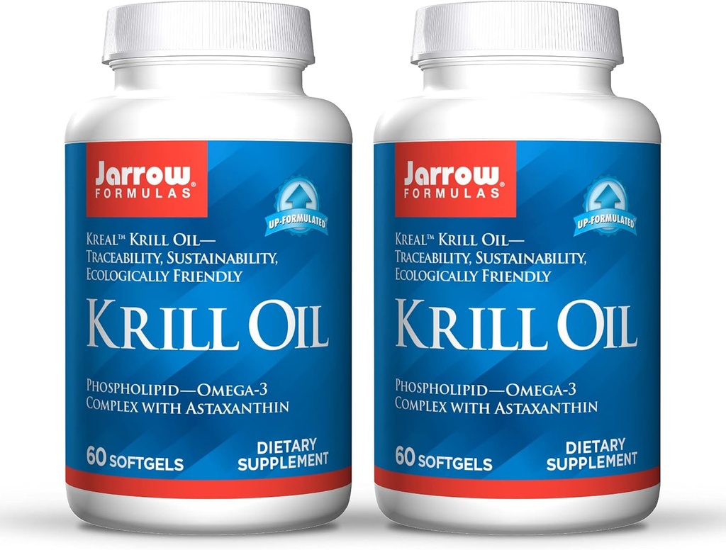 Jarrow Formulas Krill Oil - 60 Softgels - Fosfolipid Omega-3 Complex z astaksantin - maj Podpora Lipid upravljanje, delovanje možganov in presnova - 30 Servinga