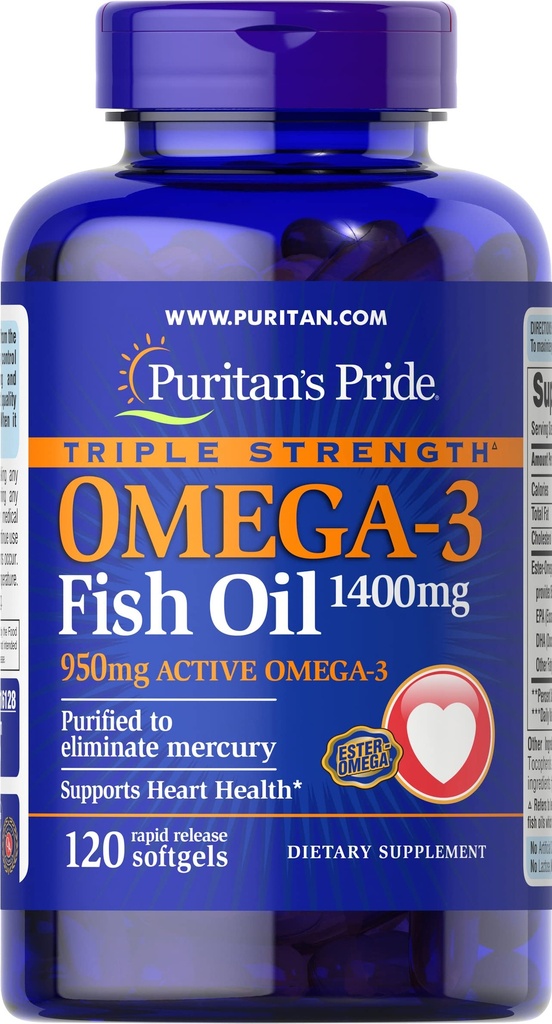 Puritan's Pride Omega-3 ribje olje 1360 mg Softgels, 120 Število