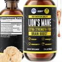 HERBIFY Lions Mane Supplement - Dnevna goba dopolnilo za spomin, fokus & jasnost - Možganski booster - Levi Mane Tinktura za imuno podporo - 2 Fl oz
