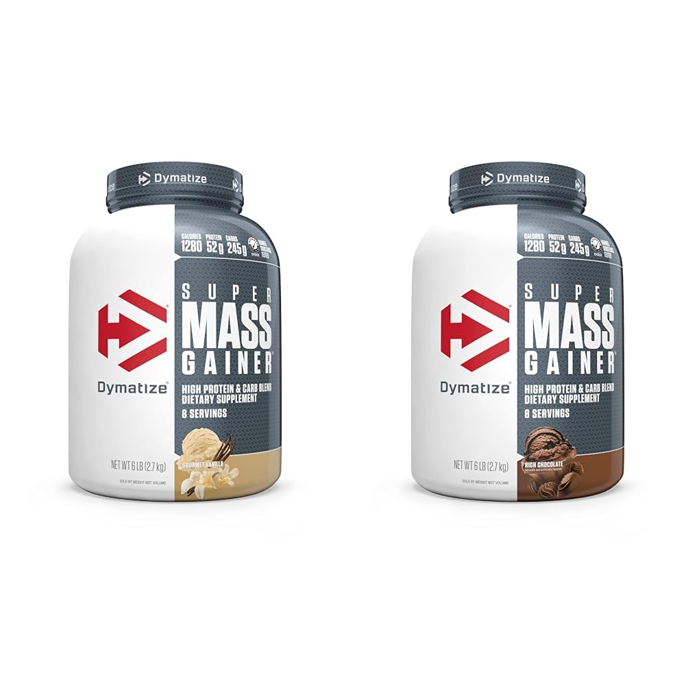 Dymatize Super Mass Gainer Protein Powder 52g Protein 1280 Kalorije 6 Pound Gourmet Vanilla & Bogata čokolada (Pack z 2)
