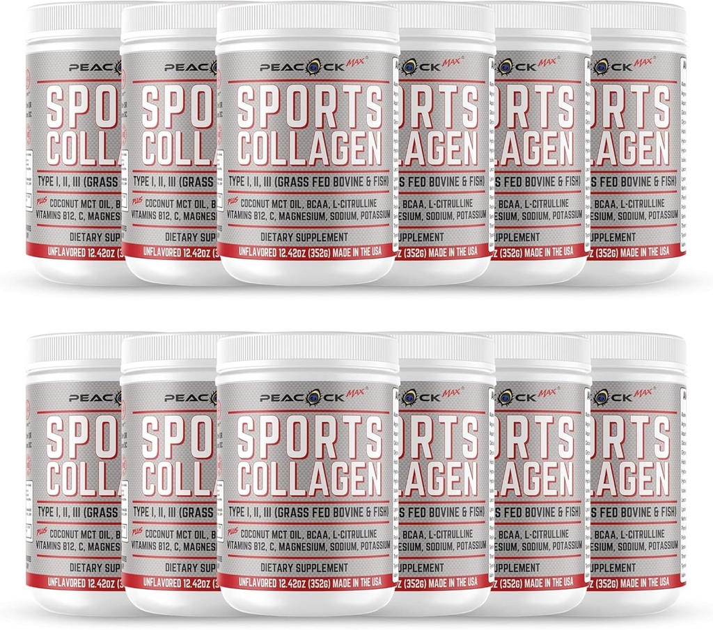Športni kolagen v prahu, 12.42 oz, pakiranje po 12 - Goveje in divje ribe, hidrolizirane vrste I, II, III Več kolagenskih peptidov, nearomatizirani proteini v prahu z elektroliti