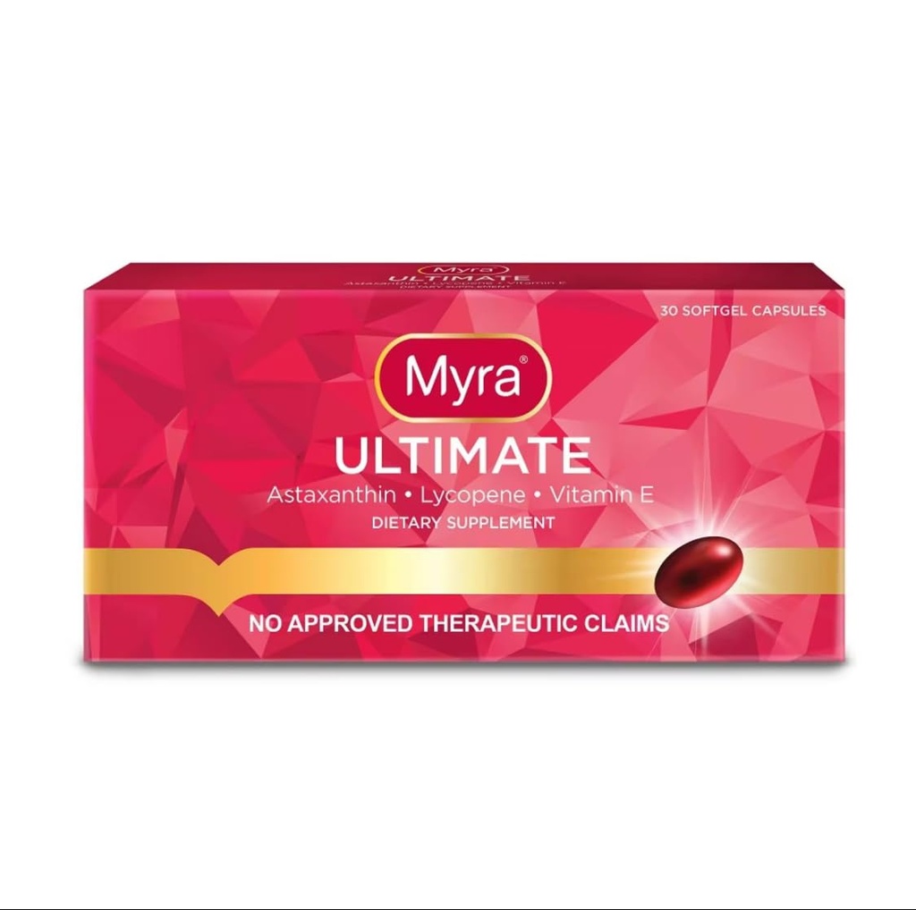 Myra Utimate z astaksantinom, likopenom in vitaminom E, 30 kapsul mehkega gela