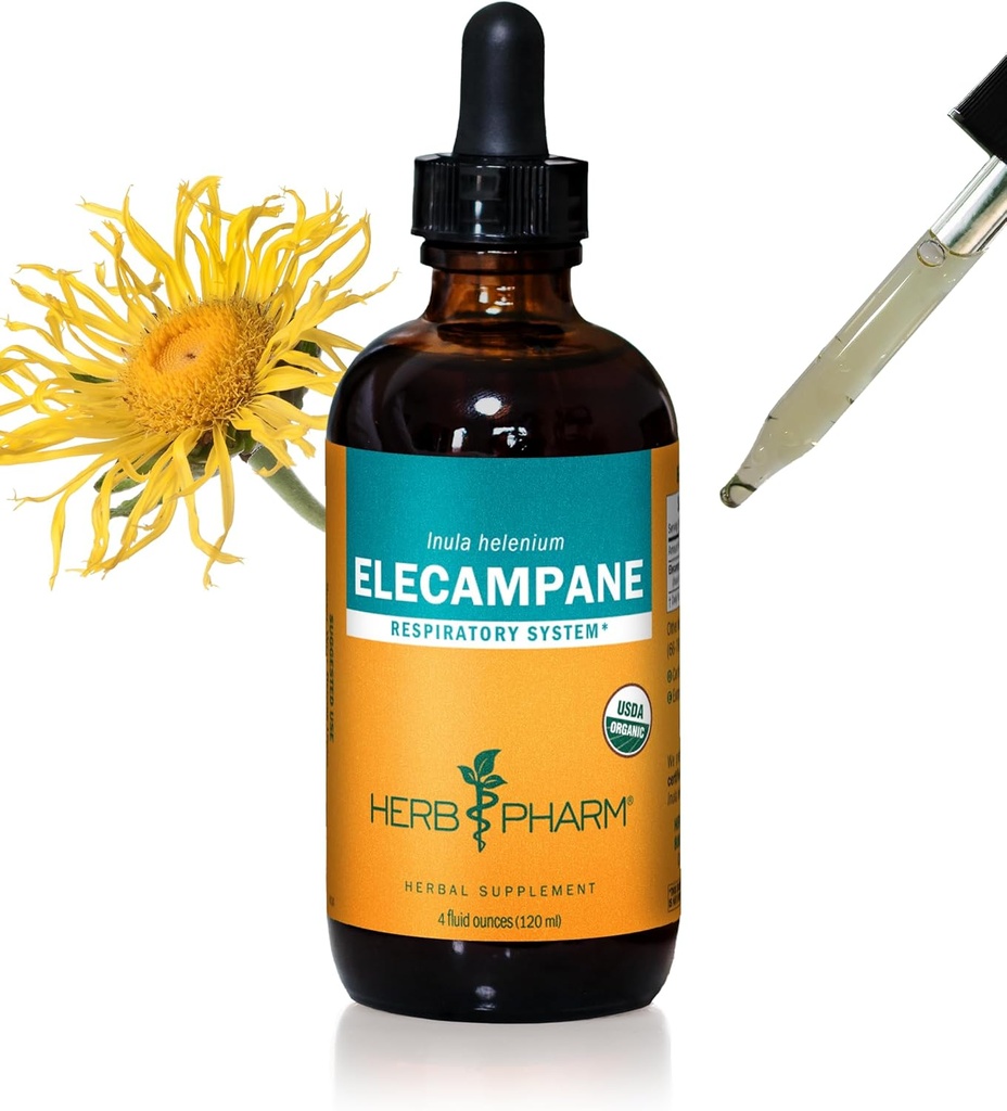 Herb Pharm Certified Organic Elecampane Tekoči ekstrakt za podporo dihalnega sistema - 4 Ounce